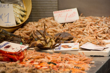 Seafood for sale on a fish market