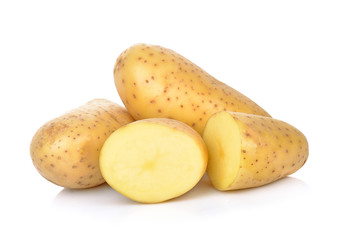 Fresh potatoes isolated on white background.