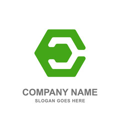 E Letter Geometric Hexagon Logo Vector Icon