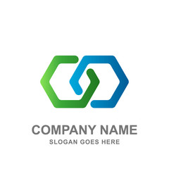 Double Hexagon Infinity Geometric Technology Logo Vector Icon