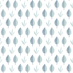 Abstract vector leaf pattern. Scandinavian seamless background