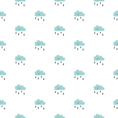 Simple kids cute pattern with clouds. Vector seamless background