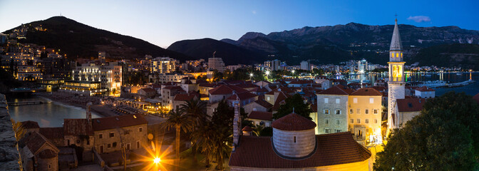 Fototapeta premium Old town of Budva in the evening. Montenegro