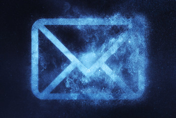 Mail sign, Mail symbol. Abstract night sky background