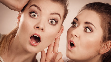 Two women telling gossip