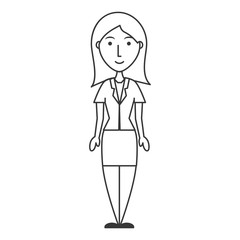 flat line  uncolored  woman job  over white background  vector illustration