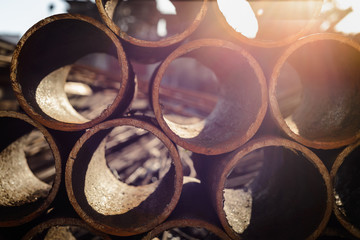 Rusty end faces of pipes