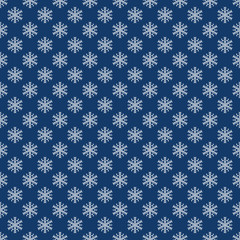 Snowflake vector pattern, seamless texture, blue background