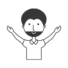 flat line monochromatic   man with beard over white background  vector illustration