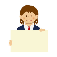 Girl holding a paper Board (placard) illustration