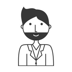 flat line monochromatic   man with beard over white background  vector illustration