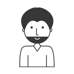 flat line monochromatic   man with beard over white background  vector illustration