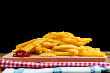Golden French fries potatoes ready to be eaten
