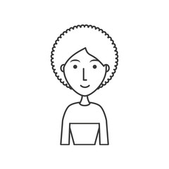 flat line uncolored  woman  afro hairstyle over white background vector illustration