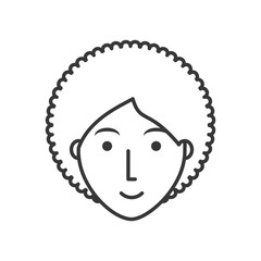 flat line  uncolored  face woman   afro hairstyle over white background  vector illustration