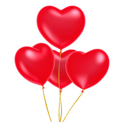 Obraz na płótnie Canvas Red heart shape balloon isolated on white background, 3D rendering
