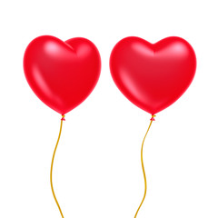 Fototapeta na wymiar Red heart shape balloon isolated on white background, 3D rendering
