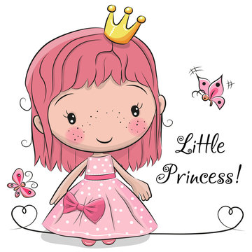 Cute fairy-tale Princess on a white background