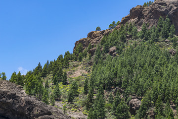Breathtaking landscape with the most beautifull mountain peaks on grand canary, canary islands, spain.