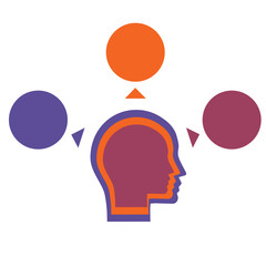 Template for 3 positions, colorful circles for text round head the person