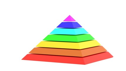 Pyramid square chart rainbow color 3d illustration