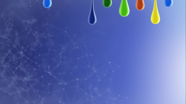 3D multicolor colorful glossy paint blobs dripping down