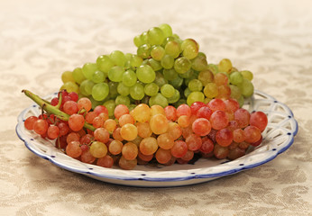 Juicy fresh red and white grapes