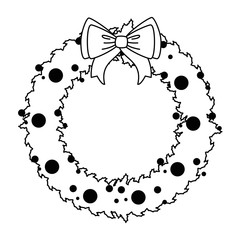 merry christmas wreath crown with bow vector illustration design