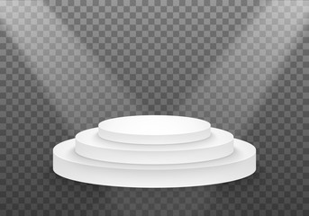 Illustration of Vector Victory Platform Template. 3D Realistic Vector Winner Stage Podium with Bright Light