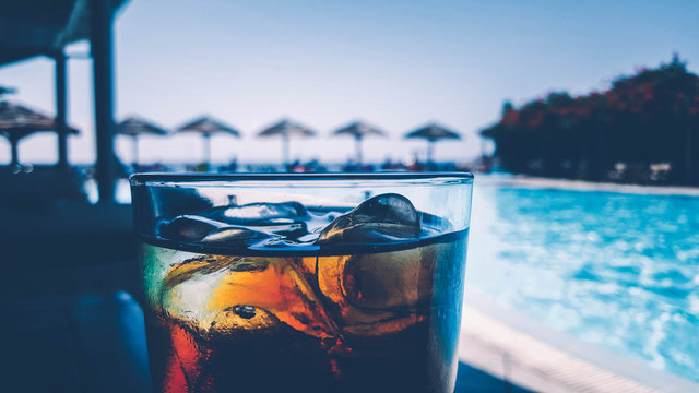 Refreshing drink by the pool