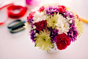 Beautiful bouquet of colorful gerbera daisies