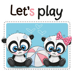 Two Pandas with a ball