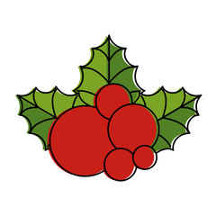 leafs with berry christmas decoration icon