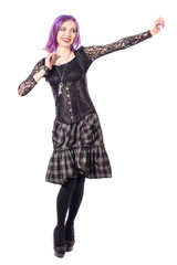 Portrait of a young girl with pink hair. Isolated over white background.