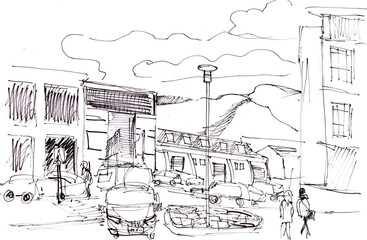 Obraz premium Instant sketch, Reykjavik