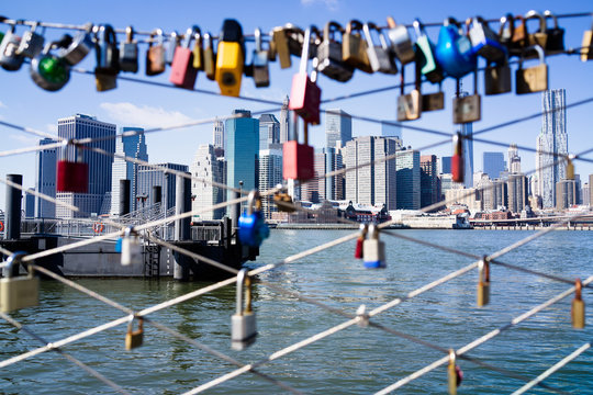 Love locks. New York City skyline in the background © JackStock