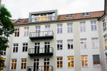 typical backyard of house in berlin