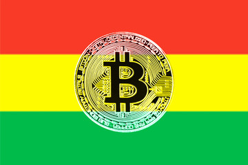 Bitcoin. Bitcoin on the Bolivia flag background