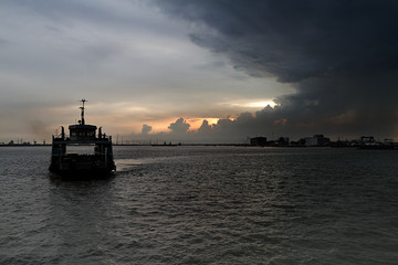 Gloaming on river in the evening