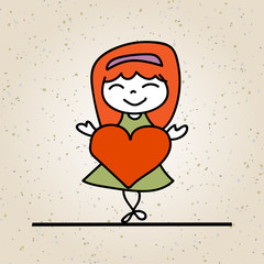 hand drawing abstract happy cute kid line art
