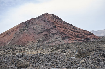 Lanzarote, Spain - August 21, 2015 : View of Montana Bermeja, Lanzarote