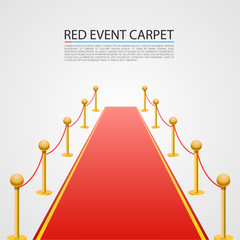 Red event carpet isolated on a white background. Vector illustration