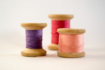 Coils of colored threads. Bright threads. 