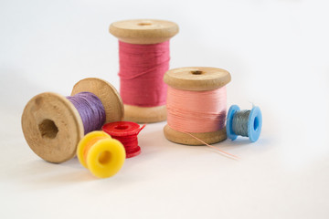 Coils of colored threads. Bright threads. 