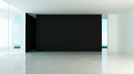 The interior design of empty modernl lounge chairs and living room and concrete wall texture 