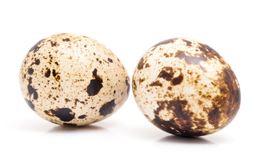 Group of quail egg close up isolated on a white background