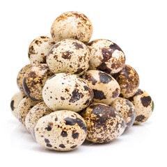 Group of quail egg close up isolated on a white background