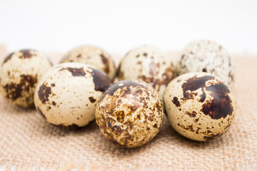 Obraz premium Group of quail egg close up isolated on a white background