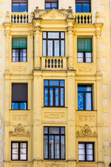 Obraz premium Facade of house in the town of Segovia, in the Spanish province of Castilla y Leon