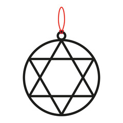 amulet six-pointed star in the circle. vector icon.